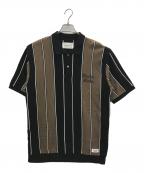 WACKO MARIAワコマリア）の古着「STRIPED KNIT POLO SHIRT」｜ブラック×ブラウン