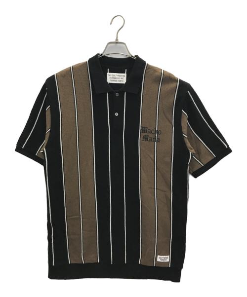 WACKO MARIA（ワコマリア）WACKO MARIA (ワコマリア) STRIPED KNIT POLO SHIRT ブラック×ブラウン サイズ:Mの古着・服飾アイテム