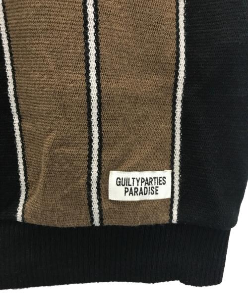 WACKO MARIA（ワコマリア）WACKO MARIA (ワコマリア) STRIPED KNIT POLO SHIRT ブラック×ブラウン サイズ:Mの古着・服飾アイテム