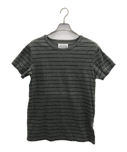 Maison Martin Margiela（メゾンマルタンマルジェラ）Maison Martin Margiela (メゾンマルタンマルジェラ) ヴィンテージ加工ボーダーTシャツ グレー サイズ:46の古着・服飾アイテム