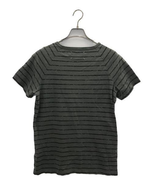 Maison Martin Margiela（メゾンマルタンマルジェラ）Maison Martin Margiela (メゾンマルタンマルジェラ) ヴィンテージ加工ボーダーTシャツ グレー サイズ:46の古着・服飾アイテム