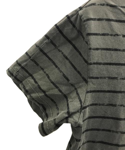 Maison Martin Margiela（メゾンマルタンマルジェラ）Maison Martin Margiela (メゾンマルタンマルジェラ) ヴィンテージ加工ボーダーTシャツ グレー サイズ:46の古着・服飾アイテム