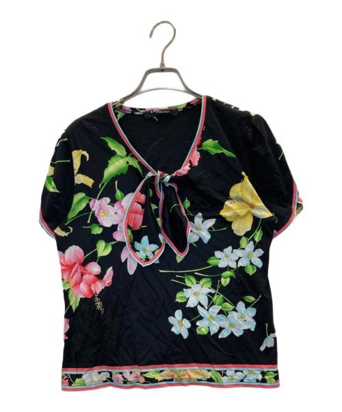 LEONARD（レオナール）LEONARD (レオナール) 花柄カットソー ブラック サイズ:Ｍの古着・服飾アイテム