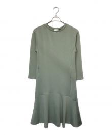 ELENDEEK（エレンディーク）の古着「リラクシングクロスアシメワンピース」｜グリーン