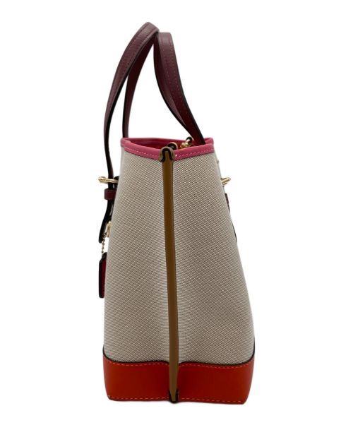 COACH（コーチ）COACH (コーチ) キャンバス2WAYショルダーバッグ ベージュ×ピンクの古着・服飾アイテム
