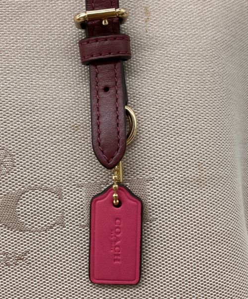 COACH（コーチ）COACH (コーチ) キャンバス2WAYショルダーバッグ ベージュ×ピンクの古着・服飾アイテム