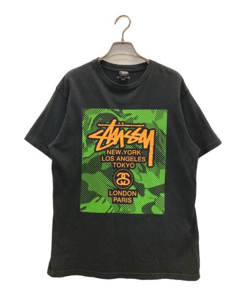 stussy（ステューシー）stussy (ステューシー) ワールドツアーTee ブラック サイズ:Ⅿの古着・服飾アイテム
