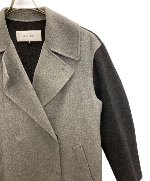 LE CIEL BLEU（ルシェルブルー）LE CIEL BLEU (ルシェルブルー) ダブルフェイスミックスカラーコート グレー サイズ:36の古着・服飾アイテム