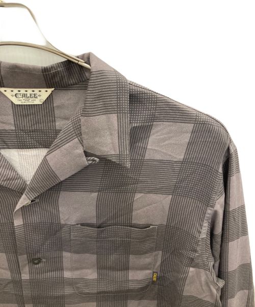 CALEE（キャリー）CALEE (キャリー) レーヨンチェック オープンカラーシャツ グレー サイズ:Lの古着・服飾アイテム