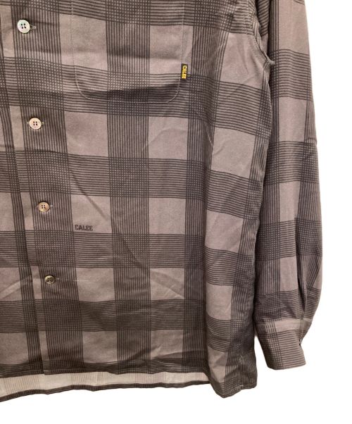 CALEE（キャリー）CALEE (キャリー) レーヨンチェック オープンカラーシャツ グレー サイズ:Lの古着・服飾アイテム