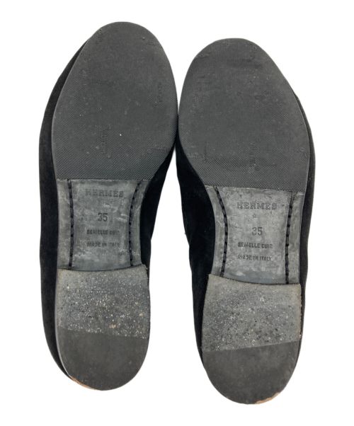 HERMES（エルメス）HERMES (エルメス) スウェードローファー ブラック サイズ:35の古着・服飾アイテム