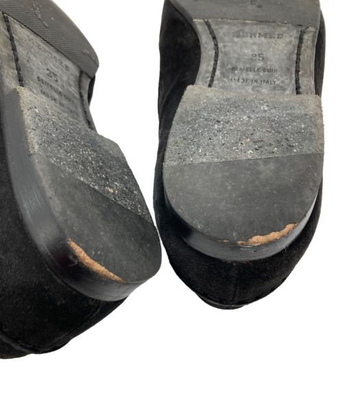 HERMES（エルメス）HERMES (エルメス) スウェードローファー ブラック サイズ:35の古着・服飾アイテム