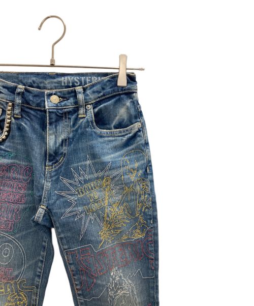 Hysteric Glamour（ヒステリックグラマー）Hysteric Glamour (ヒステリックグラマー) 刺繍デニムパンツ インディゴ サイズ:W25の古着・服飾アイテム