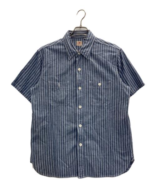 SUGAR CANE（シュガーケーン）SUGAR CANE (シュガーケーン) シャンブレーストライプワークシャツ インディゴ サイズ:Ⅼの古着・服飾アイテム