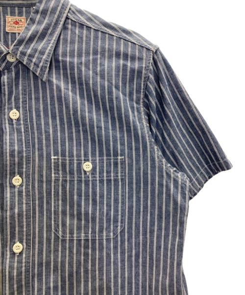 SUGAR CANE（シュガーケーン）SUGAR CANE (シュガーケーン) シャンブレーストライプワークシャツ インディゴ サイズ:Ⅼの古着・服飾アイテム