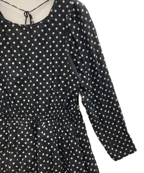 ne quittez pas（ヌキテパ）ne quittez pas (ヌキテパ) Dot Print Tuck Sleeve Dress ブラック サイズ:Freeの古着・服飾アイテム