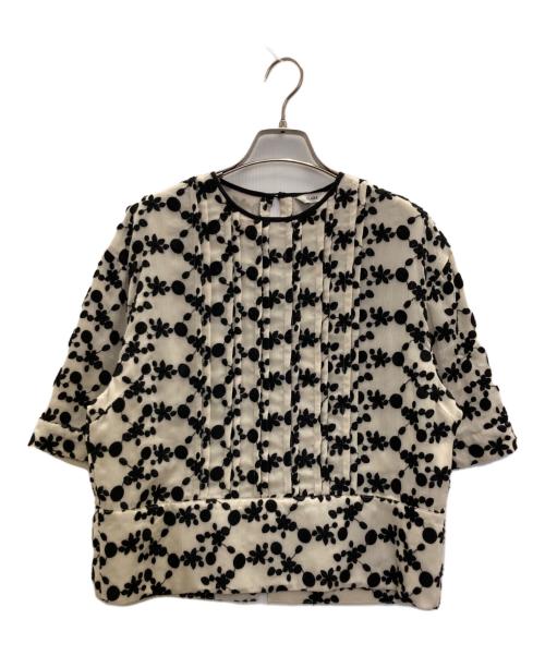 CLANE（クラネ）CLANE (クラネ) EMBROIDERY FLOWER TOPS ベージュ×ブラック サイズ:1の古着・服飾アイテム