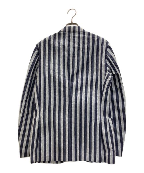 LARDINI（ラルディーニ）LARDINI (ラルディーニ) 段返りシアサッカージャケット ブルー×ネイビー サイズ:44の古着・服飾アイテム