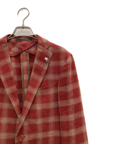 TAGLIATORE（タリアトーレ）TAGLIATORE (タリアトーレ) ウールリネンサマーツイードジャケット レッド サイズ:46の古着・服飾アイテム