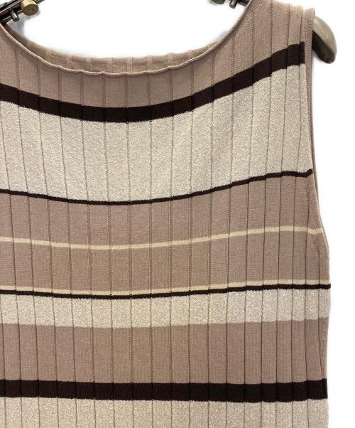 HER LIP TO（ハーリップトゥ）HER LIP TO (ハーリップトゥ) Cotton Striped Ribbed Knit Dress（コットンストライプリブニットドレス） ブラウン サイズ:Mの古着・服飾アイテム