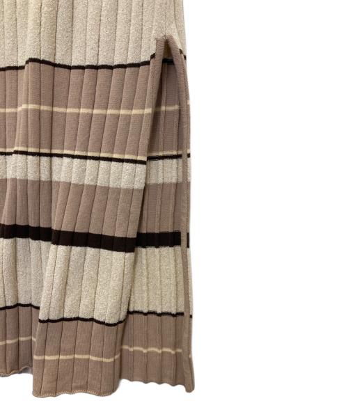 HER LIP TO（ハーリップトゥ）HER LIP TO (ハーリップトゥ) Cotton Striped Ribbed Knit Dress（コットンストライプリブニットドレス） ブラウン サイズ:Mの古着・服飾アイテム