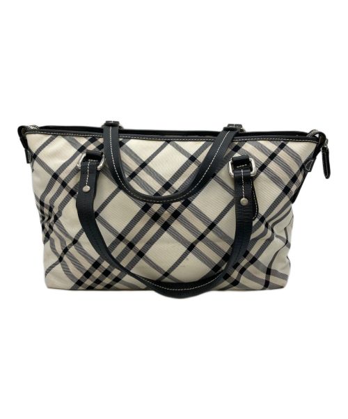 BURBERRY BLUE LABEL（バーバリーロンドンブルーレーベル）BURBERRY BLUE LABEL (バーバリーブルーレーベル) チェックトートバッグ ホワイトの古着・服飾アイテム