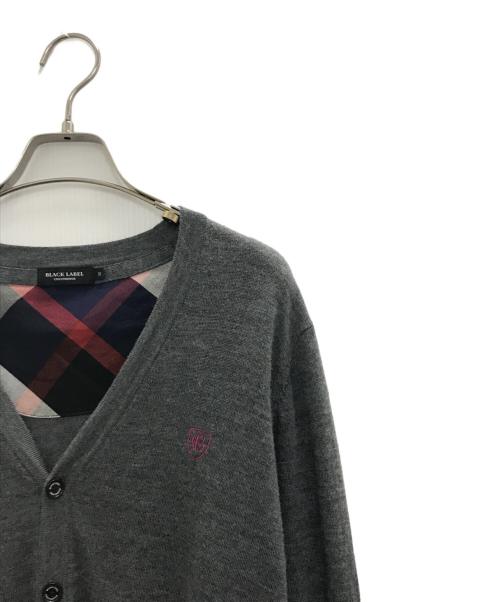 BLACK LABEL CRESTBRIDGE（ブラックレーベル クレストブリッジ）BLACK LABEL CRESTBRIDGE (ブラックレーベル クレストブリッジ) ウールロゴカーディガン グレー サイズ:Mの古着・服飾アイテム