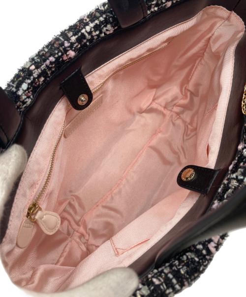 ANTEPRIMA MISTO（アンテプリマミスト）ANTEPRIMA MISTO (アンテプリマミスト) ツイードラメトートバッグ ブラック×ピンクの古着・服飾アイテム