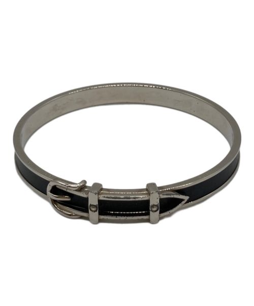 HERMES（エルメス）HERMES (エルメス) ベルトモチーフバングル シルバー×ブラックの古着・服飾アイテム