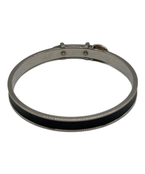HERMES（エルメス）HERMES (エルメス) ベルトモチーフバングル シルバー×ブラックの古着・服飾アイテム