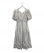 HER LIP TOハーリップトゥ）の古着「Checked Jacquard Volume Sleeve Dress」｜ホワイト