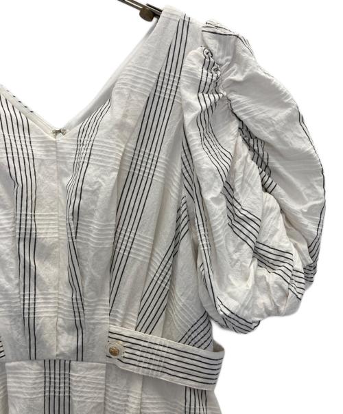 HER LIP TO（ハーリップトゥ）HER LIP TO (ハーリップトゥ) Checked Jacquard Volume Sleeve Dress ホワイト サイズ:Mの古着・服飾アイテム