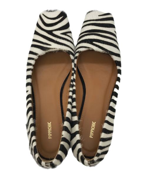 Pippichic（ピッピシック）Pippichic (ピッピシック) ゼブラ柄スクエアトゥーパンプス ホワイト サイズ:38の古着・服飾アイテム