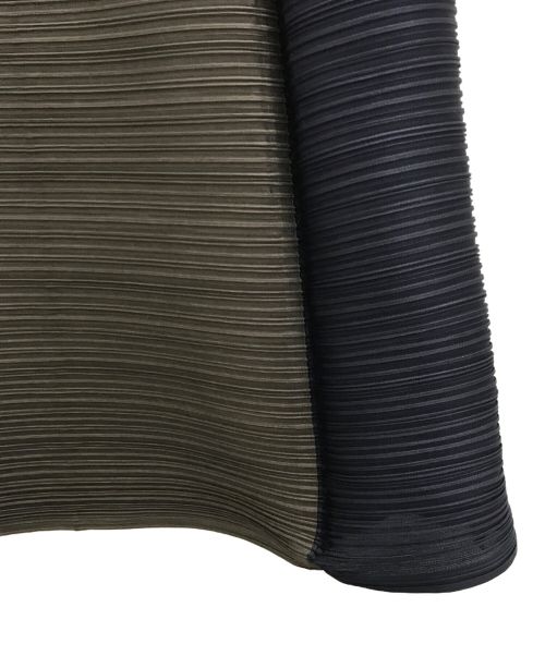 PLEATS PLEASE（プリーツプリーズ）PLEATS PLEASE (プリーツプリーズ) バイカラープリーツブラウス ネイビー×ブラウン サイズ:3の古着・服飾アイテム