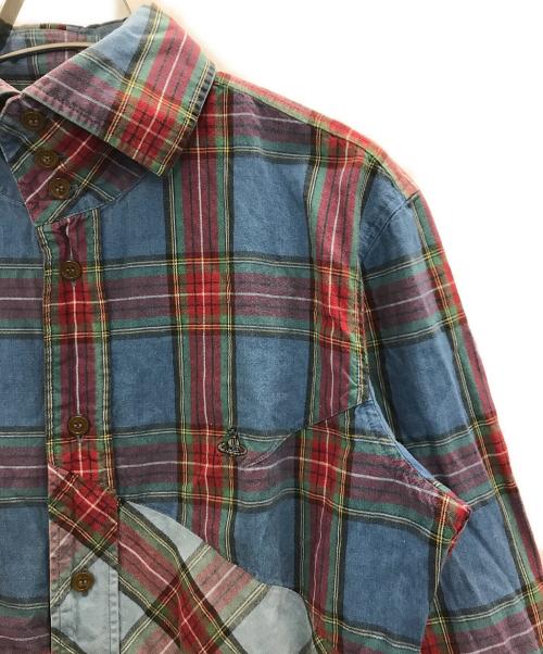 Vivienne Westwood man（ヴィヴィアン ウェストウッド マン）Vivienne Westwood man (ヴィヴィアン ウェストウッド マン) チェックシャツ ブルー×レッド サイズ:44の古着・服飾アイテム