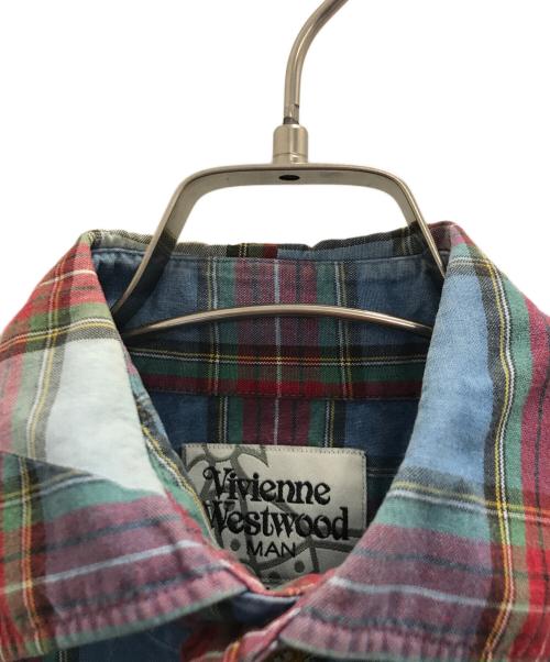 Vivienne Westwood man（ヴィヴィアン ウェストウッド マン）Vivienne Westwood man (ヴィヴィアン ウェストウッド マン) チェックシャツ ブルー×レッド サイズ:44の古着・服飾アイテム