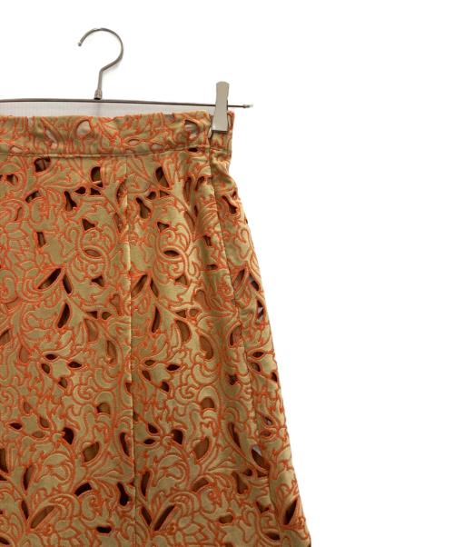 Ameri（アメリ）AMERI (アメリ) UND RENEE ベロアカットワークスカート オレンジ サイズ:Mの古着・服飾アイテム