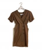 Yves Saint Laurentイヴサンローラン）の古着「YSL刺繍カシュクールワンピース」｜ブラウン