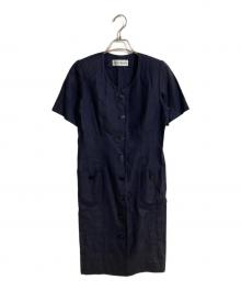 Yves Saint Laurent（イヴサンローラン）の古着「YSLボタンオールドリネンワンピース」｜ネイビー