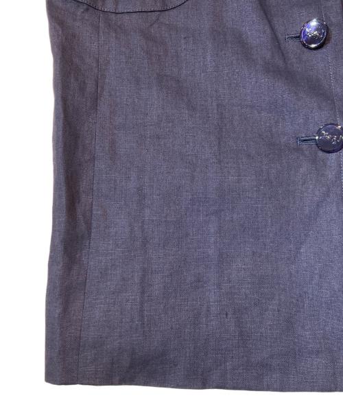 Yves Saint Laurent（イヴサンローラン）Yves Saint Laurent (イヴサンローラン) YSLボタンオールドリネンワンピース ネイビー サイズ:38の古着・服飾アイテム