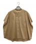 HUIS（ハウス）の古着「オーガニックコットンバンドカラー半袖ワイドブラウス」｜ブラウン
