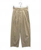 23区ニジュウサンク）の古着「コットンリネンストレッチ ストレートタック パンツ」｜ベージュ