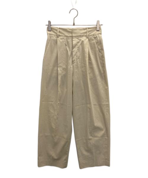 23区（ニジュウサンク）23区 (ニジュウサンク) コットンリネンストレッチ ストレートタック パンツ ベージュ サイズ:34の古着・服飾アイテム