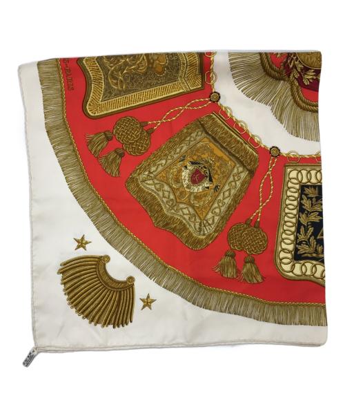 HERMES（エルメス）HERMES (エルメス) シルクスカーフ ホワイト×レッドの古着・服飾アイテム