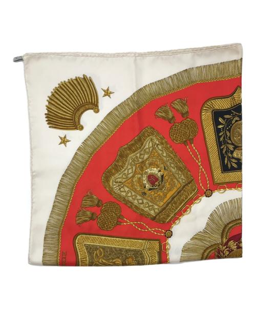 HERMES（エルメス）HERMES (エルメス) シルクスカーフ ホワイト×レッドの古着・服飾アイテム