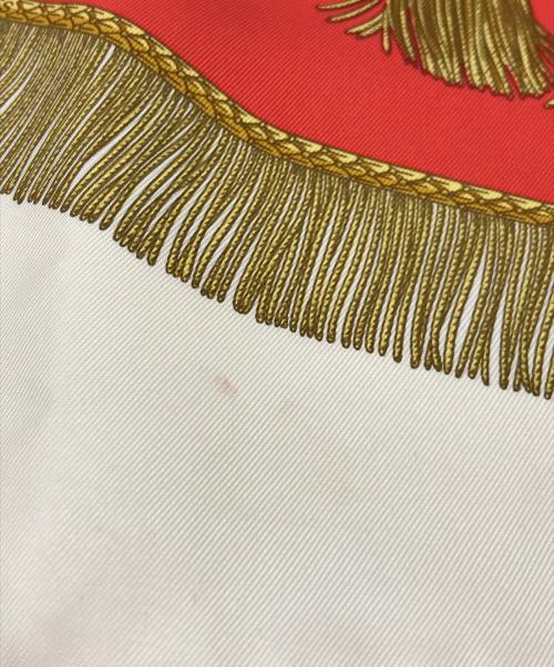 HERMES（エルメス）HERMES (エルメス) シルクスカーフ ホワイト×レッドの古着・服飾アイテム