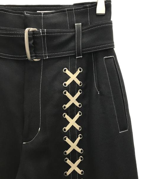 rurumu:（ルルムウ）rurumu: (ルルムウ) レースアップエンブレムパンツ ブラック サイズ:Mの古着・服飾アイテム