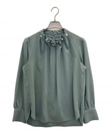 TONAL（トーナル）の古着「ジョーゼットパールハイネックブラウス」｜グリーン