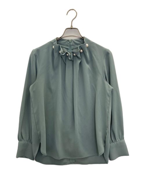 TONAL（トーナル）TONAL (トーナル) ジョーゼットパールハイネックブラウス グリーン サイズ:38の古着・服飾アイテム