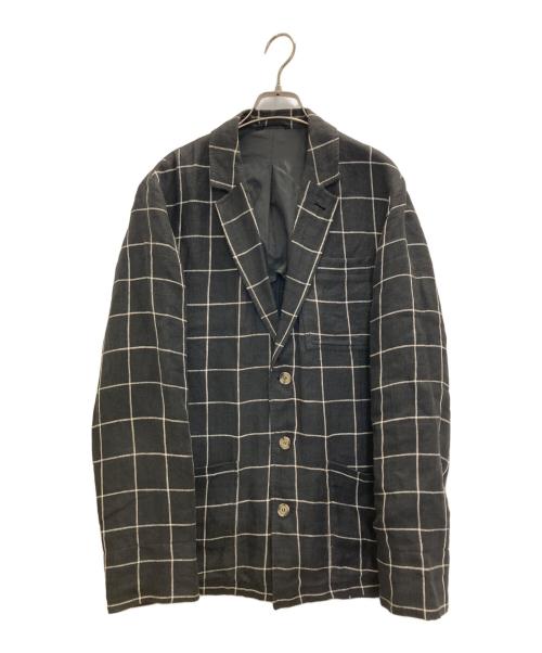 AMI Alexandre Mattiussi（アミアレクサンドルマテュッシ）AMI Alexandre Mattiussi (アミアレクサンドルマテュッシ) WINDOW PANE LINEN TAILORED JACKET ブラック サイズ:46の古着・服飾アイテム